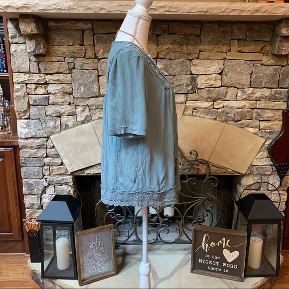 Knox Rose Boho Embroidered Tassel Tie Blouse Small - Picture 5 of 10